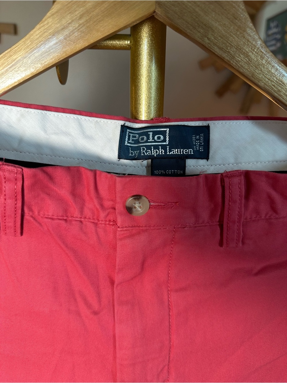 Ralph Lauren Polo Coral Red Flat Front Chino Shorts - Picture 2 of 5